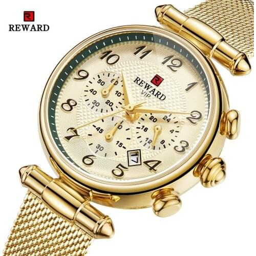 REWARD Fashion Women Watches Luxury Brand Chronograph Sport Womens Watches Japan Movement Date Ladies Watch Clock Reloj Mujer