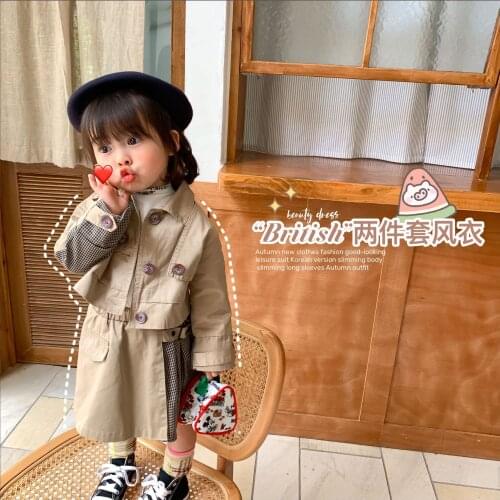 Childrens Clothing 2020 Autumn New Fashion Girls Mid-Length Windbreaker Korean Net Red Baby Girl Suit Jacket