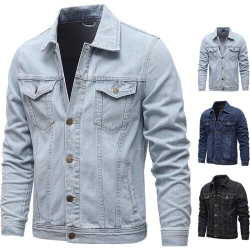 Men 2021 Spring New Classic Cotton Denim Trucker Jacket Coat Men Autumn Outwear Solid Color Ripped Unlined Jeans Jackets Men 5XL