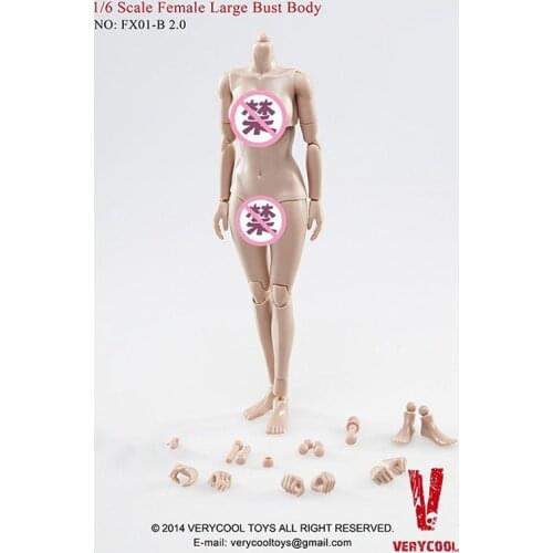 VERYCOOL FX01B 1/6 Female Body Half-pack Silicone Large Medium Breast 12'' Action Figure Model for 1:6 Head Sculpt