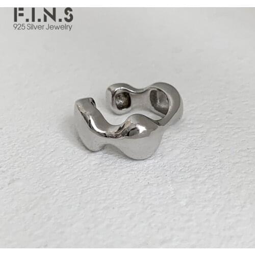 F.I.N.S 1PC Irregular Authentic S925 Sterling Silver Glossy Ear Clip No Pierced Female Ear Bone Silver 925 Earrings Woman