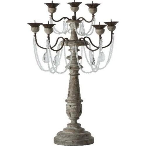 French Country Retro Wooden Carving Simple Luxury Candlestick American Creative Villa Study Multi-Wall Candlestick