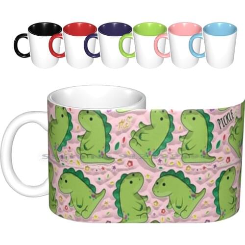 Moriah Elizabeth Pickle The Dinosaur Ceramic Mugs Coffee Cups Milk Tea Mug Moriah Elizabeth Pickle The Dinosaur Cute Pink