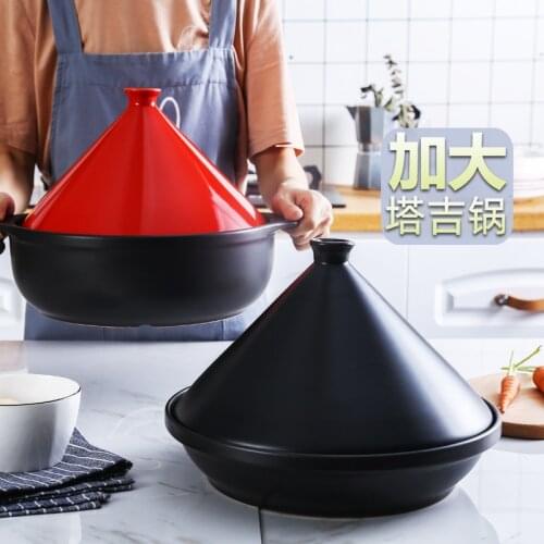 Ceramic Taji pot large size casserole household gas stove Morocco stew pot high cover clay pan tajine earthenware cooking pot