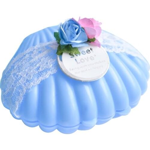 20 Pcs Blue Plastic Shell Chocolate Candy Box With Flowers Wedding Gift Packaging Bag Party Decoration Supplie