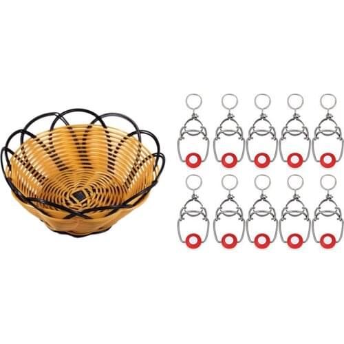 HOT-7 Inch Plastic Braided Basket Fruit Vegetable Cookies Container Holder with 10Pcs ABS Reusable Sealable Cap Screw Cap