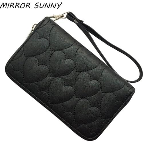 Fashion Women Short Wallet Quilted Heart Zipper Purse Female Love Wristband Wallets Coin Purse Card Holder Money Bag Carteira