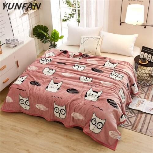 Cartoon blankets quilts twin full queen cat blankets luxury soft Throw Flannel blankets on Bed/car/sofa fashion kids girls blan