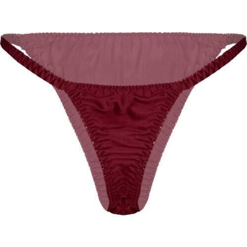 Mens Lingerie Sissy Panties Breathable Briefs Underwear Low Waist Satin Thongs Frilly Elastic Waistband G-string Underpants