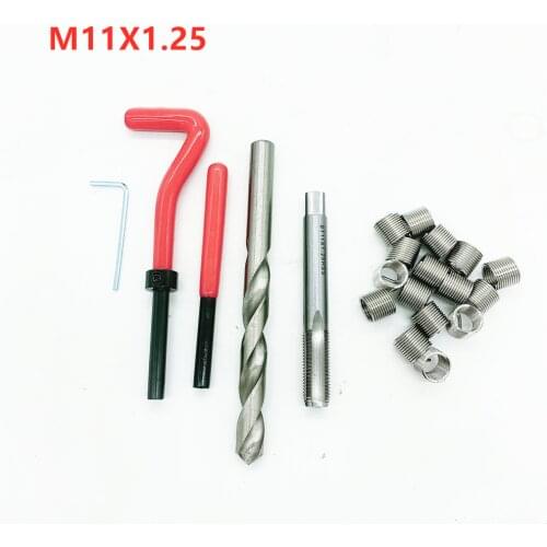 M11X1.25 Thread Repair Tool Kit for Engine Block Restoring Damaged Threads Spanner Wrench Twist Drill Bit Coarse Crowbar Set