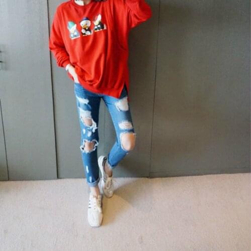 New fashion Spring summer maternity jeans trousers ripped jeans Tight elastic pants for pregnancy
