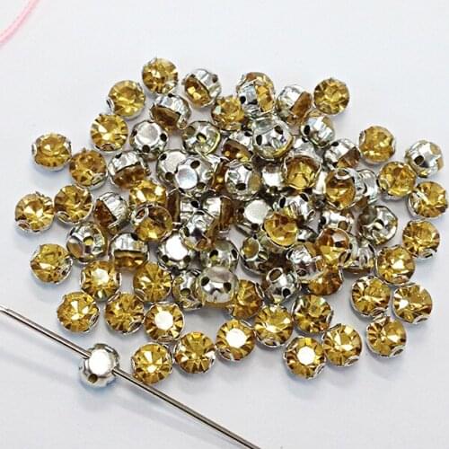 Sew On Crystal Rhinestones Strass Shiny Glass Stones Light Colorado Topaz 100pcs/lot 3.8mm Sewing Crystals DIY Gem decoration