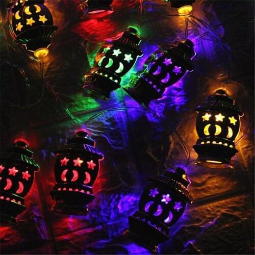 Ramadan Light Lantern Led Garland Decor Eid Mubarak Moon Star Ornament with Lamp Fairy Light Decorations for Islamic Muslim Home