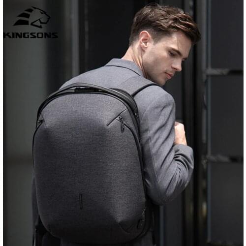 Kingsons Man Backpack Fit 15 inch Laptop USB Recharging Multi-layer Space Travel Male Bag Anti-thief Mochila