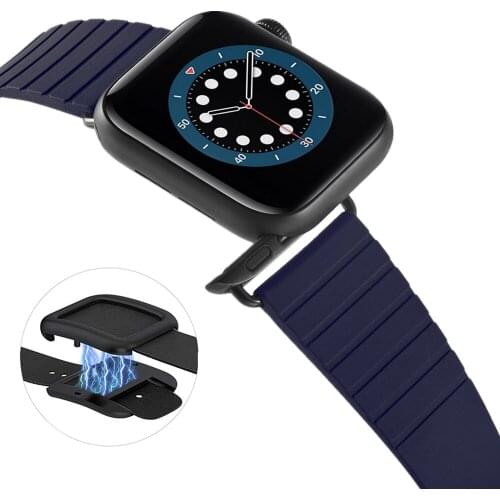 Magnetic Clasp Silicone Strap for Apple Watch 6 SE Band 40mm 44mm Soft Sport Bracelet for iWatch SE/6/5/4/3 38mm 42mm Wristband
