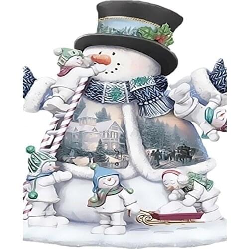Snowman Oil Picture By Numbers For Adults With Framed On Canvas DIY handmade Kits Acrylic Paint No Number Coloring Drawing Decor