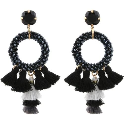 Pendientes de borla de cristal bohemios especiales para mujeres pendientes largos de flecos de moda Oorbellen Boho pendientes h