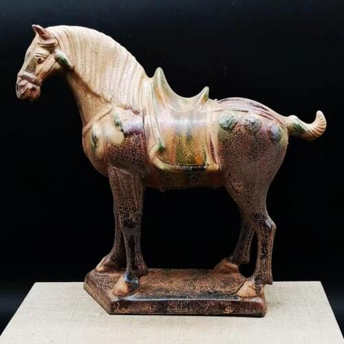 Tibetan /Tibet /home decor Tri colored glazed pottery statues Decoration Toy tea pet office decoration horse figures sculpture b