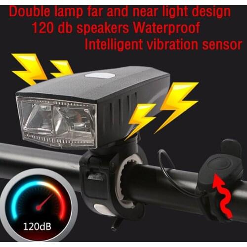 Bike Bicycle Lights 120 db Waterproof 3 Modes USB Far Near Light Design Double Lamp Bike Head Light Bicycle Horn Lights A1