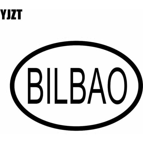 YJZT 13.9CM*9.4CM VINYL DECAL CAR STICKER BILBAO CITY COUNTRY CODE OVAL Black Silver C10-01356