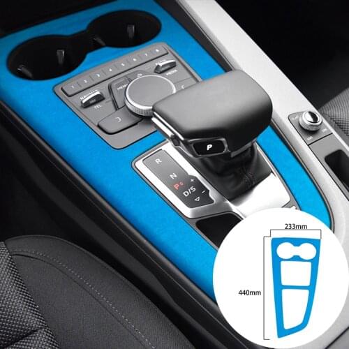 For Audi A4L 2017+ Alcantara Suede Wrap Car Central Control Gear Water Cup Panel Strip Covers Trim Stickers Internal Accessories