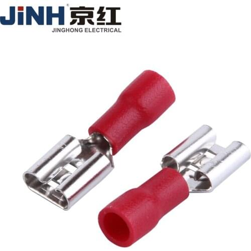 100 PCS Insulated Red Crimping Terminal Spade Male & Female FDD1.25-110 Electrical Wire Connectors Crimp Terminal 0.5-1.5mm2