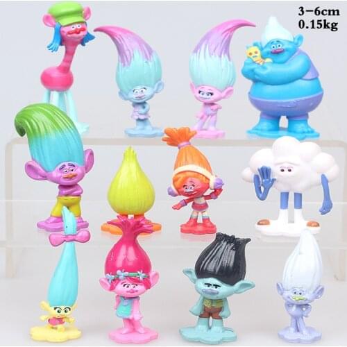 12pcs/set new little magic hair elf troll ugly baby elf princess Bobby and Blanche cake decoration doll children doll toy