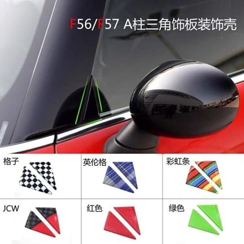 2pcs Door Window Corner A-pillar Decor Stickers Trim Shell Cover For Mini Cooper S JCW One F54 F55 F56 F57 F60 Car Accessories