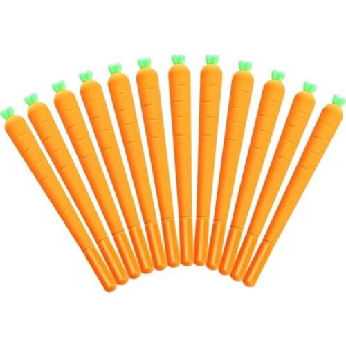 2 PCS of 12 Pack Carrot Gel Ink Pen Soft RollerBall Pen Novelty Cute for Office School