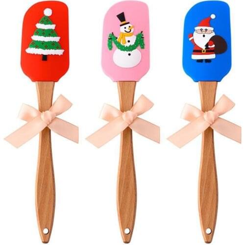 20pcs Christmas Food Grade Non Stick Butter Cooking Silicone Spatula Cookie Pastry Scraper Kitchen Baking Tool