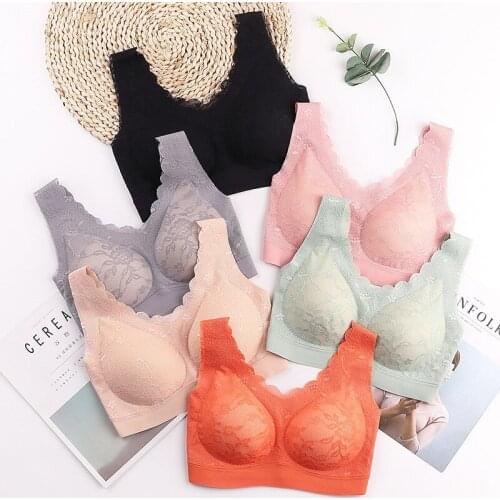 3D Wireless Contour Bra Lace Breathable Underwear Seamless Stretchy Bras Top Vest for Sports Running