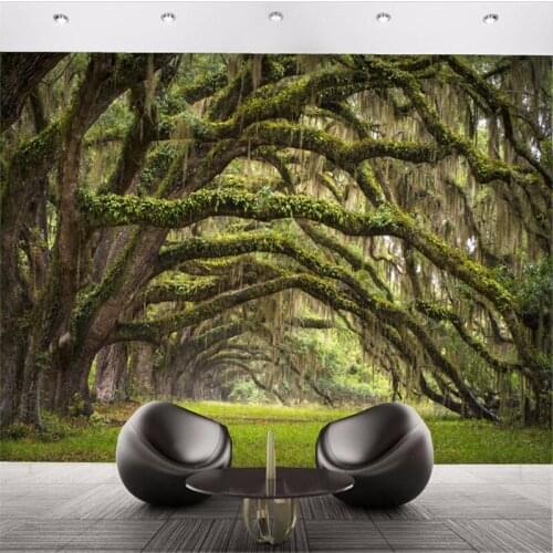 Beibehang Custom bedroom living room dining background wallpaper extension space green forest landscape photo mural 3D wallpaper