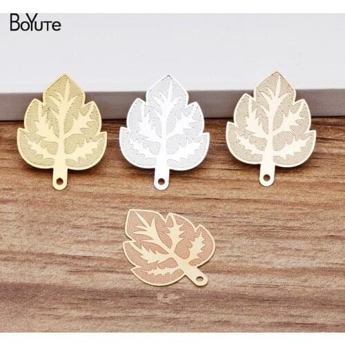 50 Pcs 22*29MM 4 Colors European Copper Leaf Charms Wholesale Brass Material DIY Jewelry Fittings Vintage Branch Pendants Charm