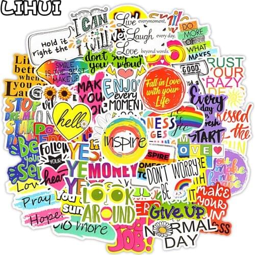 50Pcs Motivational Phrases Stickers Aesthetic Cute Stickers for Kids Notebook Laptop Phone Car Moto Inspirational Quotes Sticker