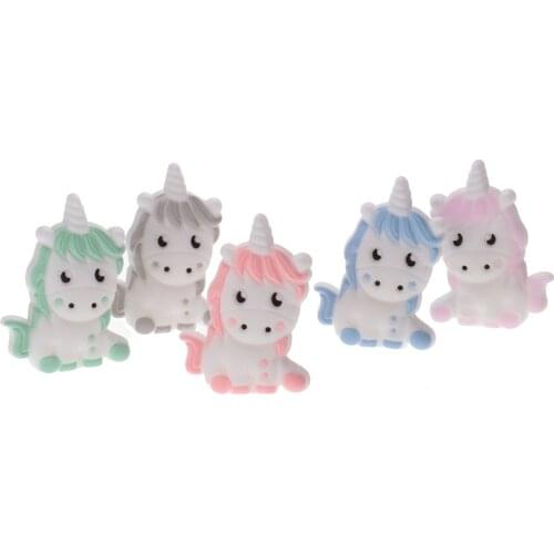 50pcs Unicorn Silicone Teething Beads Silicone Baby Teether Pacifier Bead Silicone Rodent For Pacifiers Silicon Pearl BPA Free