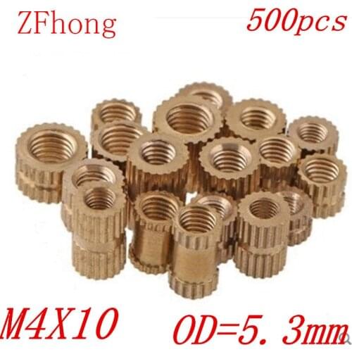 500PCS M4*10 brass insert nut / knurled nut / round nut for injection moulding OD=5.3mm