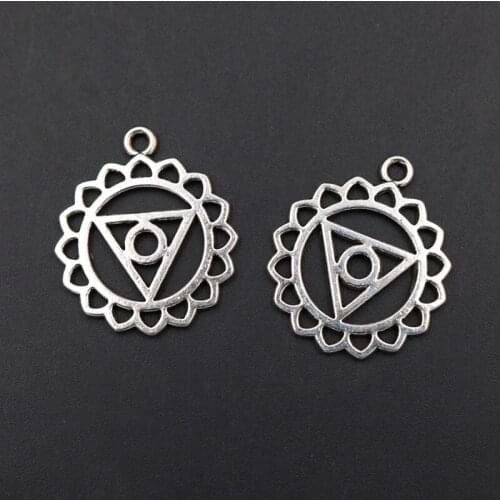 WKOUD 6pcs Silver Color Creative Vintage Window Lattice Charm Necklace Earrings DIY Metal Jewelry Alloy Pendant 30*26mm A14