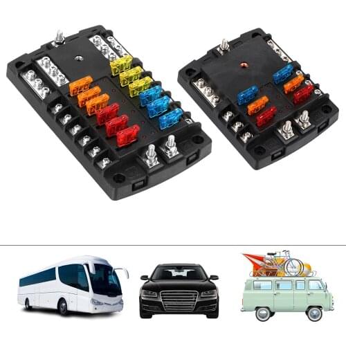 6 Ways 12 Ways Blade Fuse Block Plastic Cover Block & Warning Indicator For Auto Car Marine Trike Fuse Box Holder 60V 300A