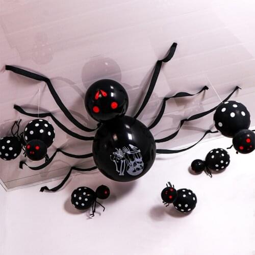 7pcs Halloween decoration black white spider balloon set DIY atmosphere layout bar haunted house Halloween theme party supplies
