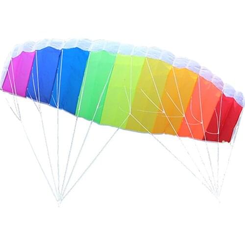 Large Dual Line Parachute, Rainbow Stunt Power Flying Kite Outdoor Surfing Kiteboarding Parafoil Fun Beach Kitesurfing Fly Wing