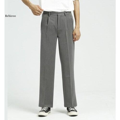 Men Casual Straight Suit Pant Male Japan Korea Style Loose Vintage Fashion Streetwear Trousers Wide Leg Pant