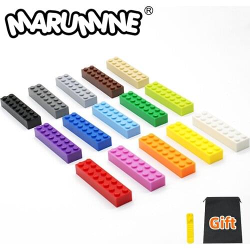 MARUMINE 2x8 Dots Brick Part 50PCS Childrens Educational Games DIY MOC Classic Building Blocks Accessories for Kids