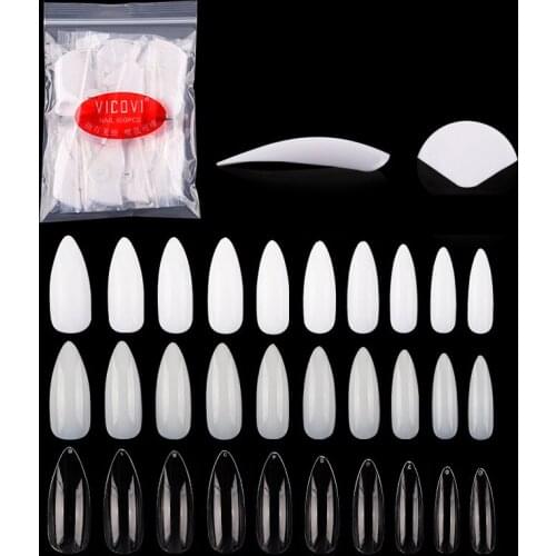 500Pcs/pack Stiletto Pointed Fake Nails Acrylic Artificial Nail Tips Full Cover Medium French Press On false nail Manicure Deco