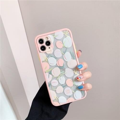 JAMULAR Cute Peach Painting Phone Case For iPhone X 7 11 Pro XS MAX SE 2020 XR 8 6s Plus Cartoon Silicone Soft Cover Fruit Shell
