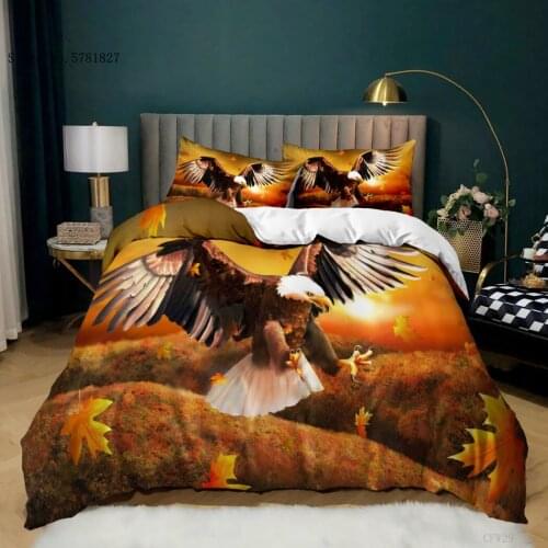 2/3 Pieces Flying Eagle Bedding Set 3D Print Huge Animal Duvet Cover Double Queen King Bed Quilt Cover Pillowcase No Sheets