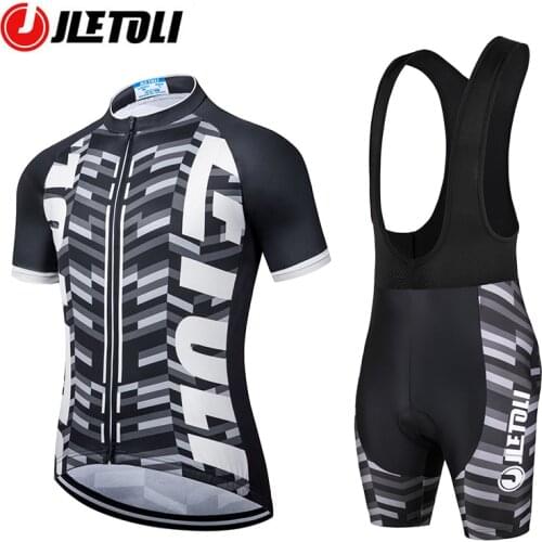 JLETOLI Summer Cycling Jersey Set Breathable Bicycle Jersey 9D Bib Set Short Sleeve Bike Uniform Men Clothing Mountain Bike Set