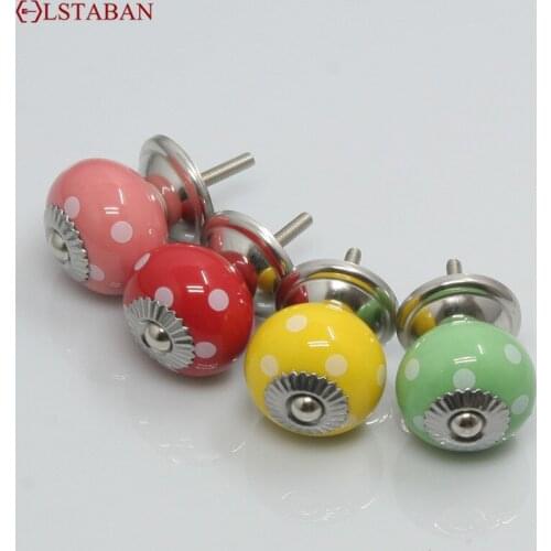 LSTABAN European Modern Minimalist Cabinet Knob Wine Cabinet Closet Door Drawer Stainless Steel Round Single Hole Ceramic Handle