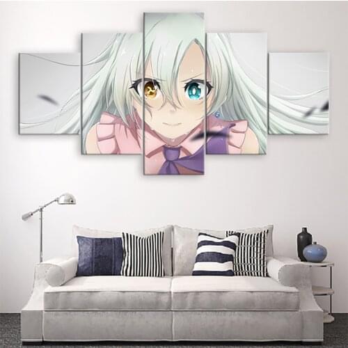 Wall Art Canvas Painting Modular Picture 5 Pieces The Elizabeth Animation Poster Simple Print Home Girls Room Decoration