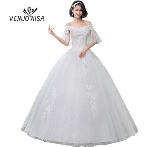 Cheap Lace Wedding Dresses 2020 V-Neck off the shoulder Tulle Bridal wedding Gown Applique Fashion Sexy Gowns Robe De Mariage
