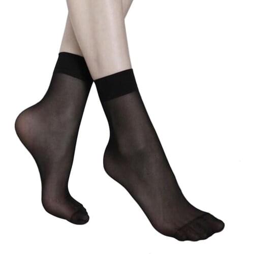 10 Pair Women Socks Elastic Ultra-thin Transparent Short Socks Crystal Socks High Elastic Skin Color Nylon Short Socks Hot Sold